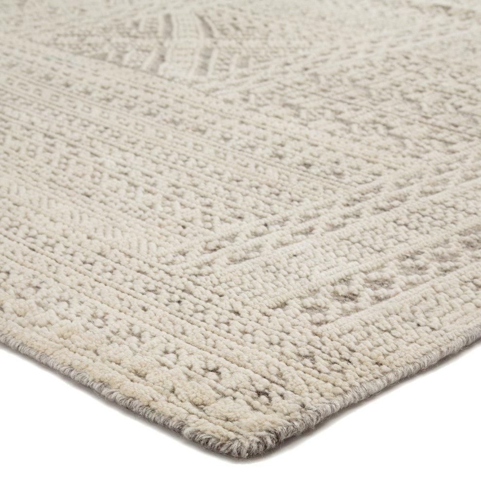 Jaipur Living Jadene Hand-Knotted Geometric White/ Light Gray Area Rug 6'X9'