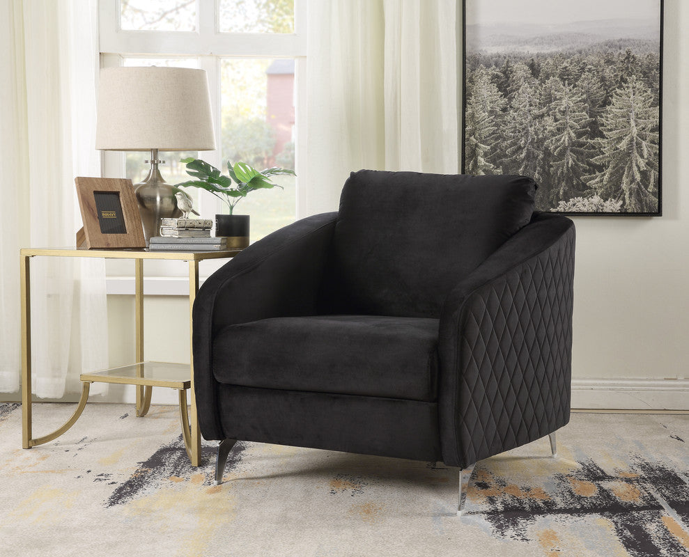 Sofia Velvet Modern Chic Accent Armchair, Black