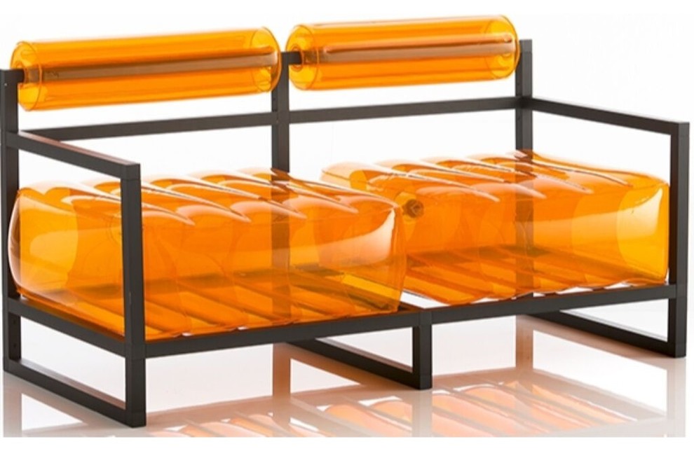 Mojow Yoko Inflatable Sofa, Orange Black Frame