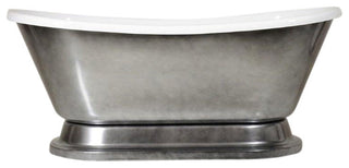 SanSiro CoreAcryl 73" French Bateau  Pedestal Tub Aged Chrome Finish