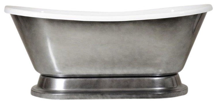 SanSiro CoreAcryl 73" French Bateau  Pedestal Tub Aged Chrome Finish