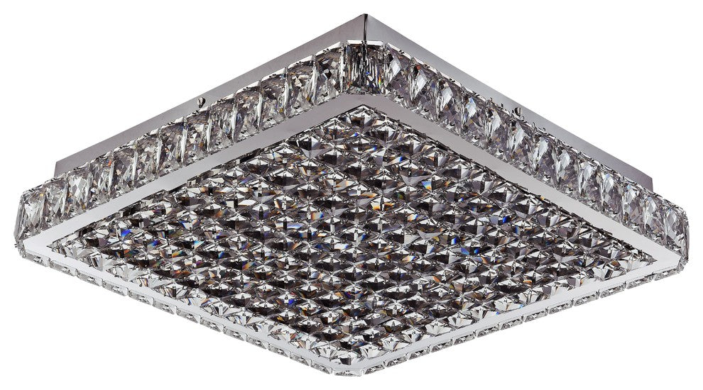 Clear Crystal Beaded Frame Flushmount With Chrome Frame