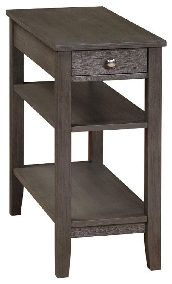 American Heritage One-Drawer End Table w/Charging Station in Gray Wood Finish