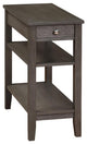 American Heritage One-Drawer End Table w/Charging Station in Gray Wood Finish