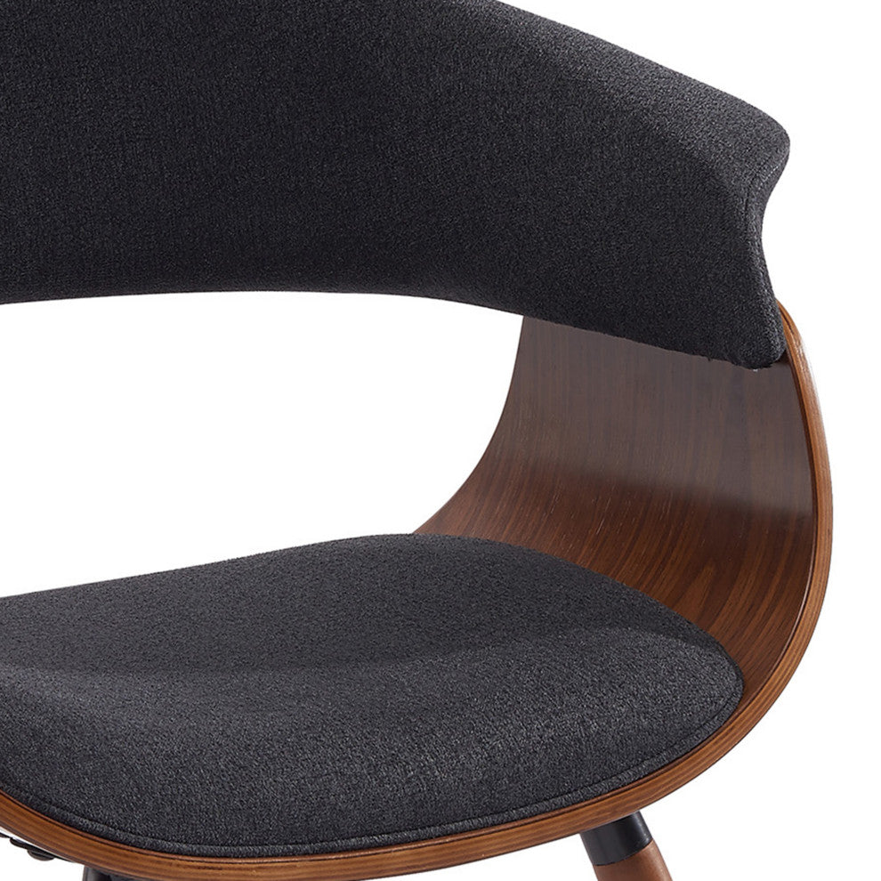 Mid-Century Fabric and Bentwood Accent/Dining Chair, Charcoal and Walnut