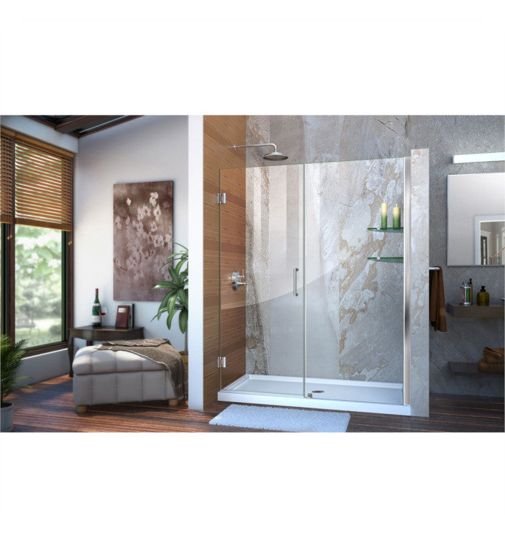 DreamLine Unidoor W 53" to 61" Frameless Hinged Shower Door, SHDR-20567210S-09