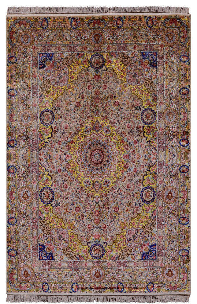 7' 0" X 10' 0'' High End Persian 100% Silk Hand Knotted Rug Q4776