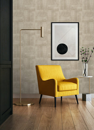 Taupe Dimensional Square Plaster Peel and Stick Wallpaper