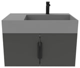 CastelloUSA Amazon 30" Right Wall Mounted Bathroom Vanity Set, Black, Gray Top, Black Handles