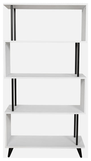 Danya B. Breuer 5-Tier White S-Shaped Bookcase With Black Hardware Accents