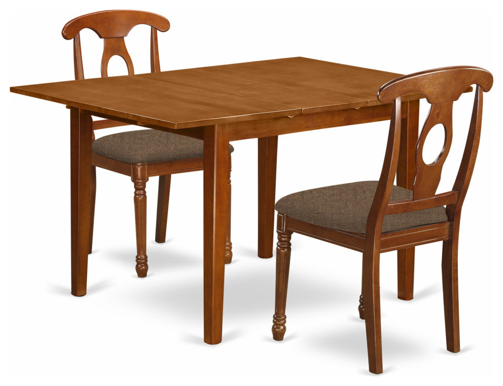 3 Pc Set Milan Featuring Leaf And 2 Fabric Chairs In Saddle Brown