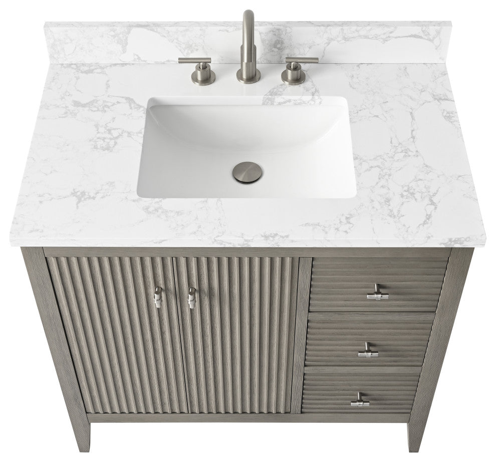 Vanity Art Freestanding Vanity, Driftwood Gray, 36", Single Sink, Brushed Nickel