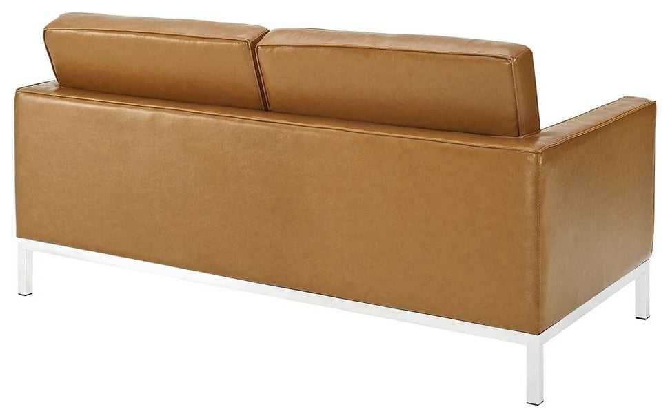 Modern Contemporary Living Room Loveseat and Sofa 2-Piece SetSet Tan