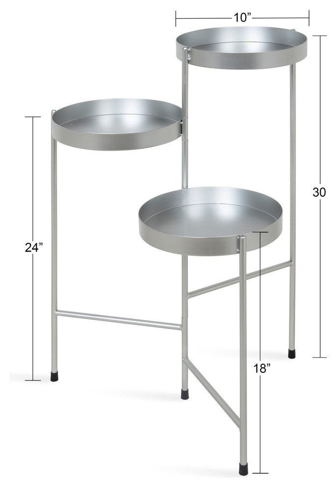 Finn Tri-Level Plant Stand, Silver 16x21x30
