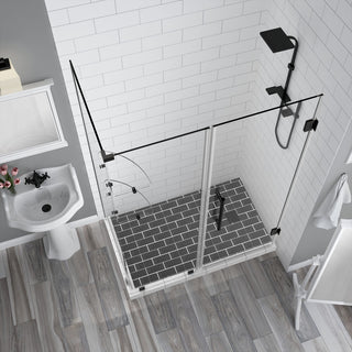 BromleyGS 67.25"-68.25"x32.375"x72" Frameless Corner Hinged Shower Enclosure