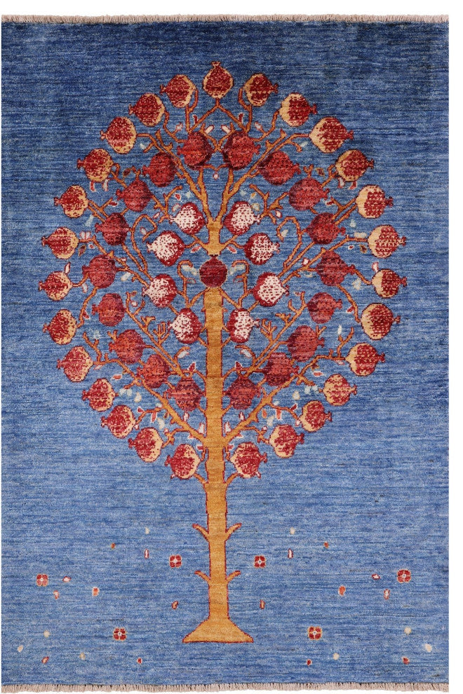 Pomegranate Tree Persian Gabbeh Handmade Rug 3' 3" X 4' 10" Q11062