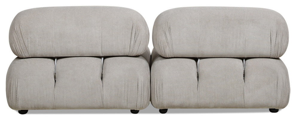 Marcel 72.5" Post-Modern Modular Loveseat, Pebble Gray Corduroy