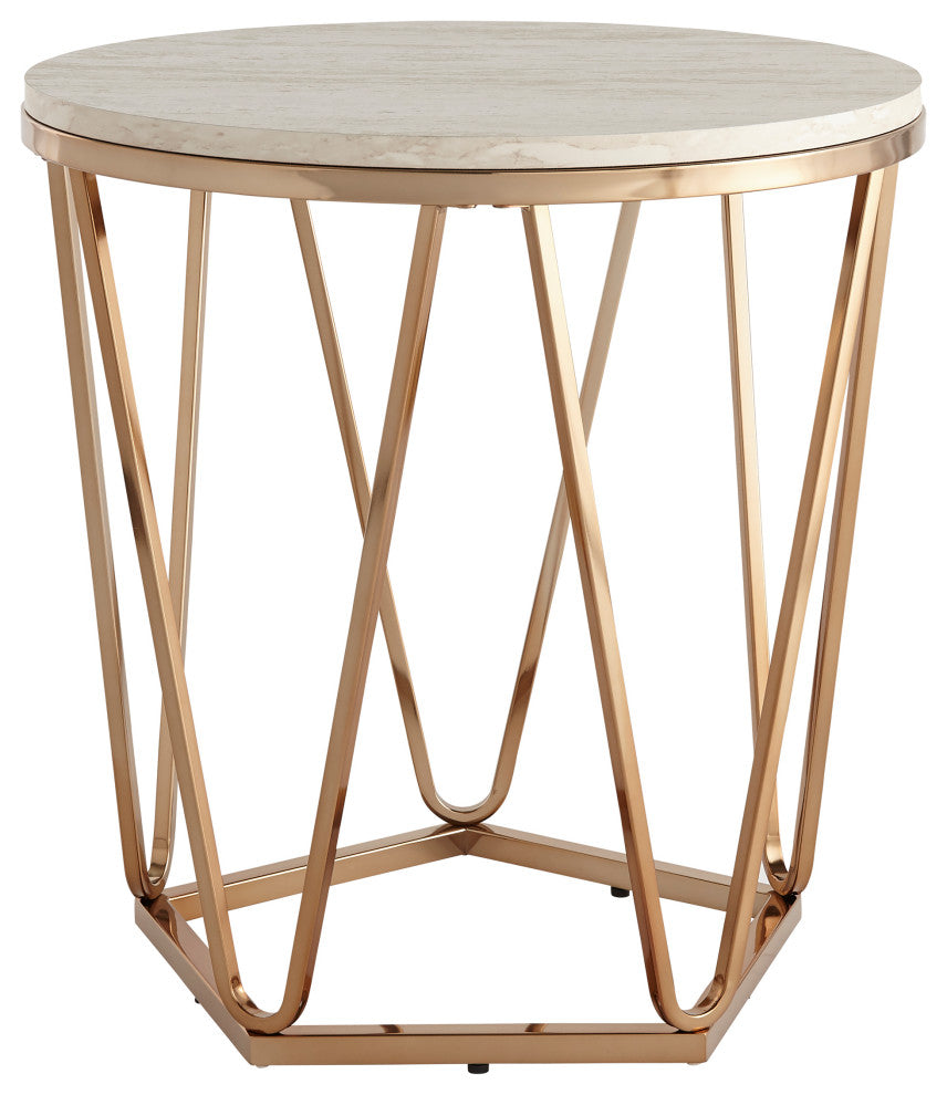 Dorking Faux Stone Round End Table