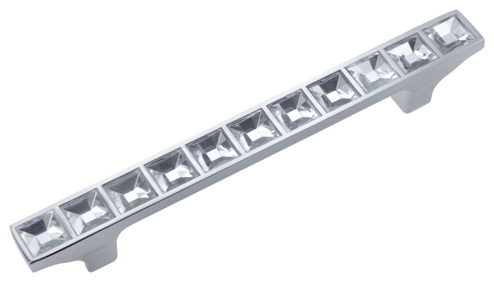 Utopia Alley Gleam Grid 11 Crystal Cabinet Pull, 3.8", Polished Chrome, 5 Pack