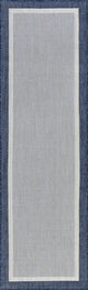 Dania Transitional Solid Border Navy Indoor/Outdoor Runner Rug, 2.7'x10'
