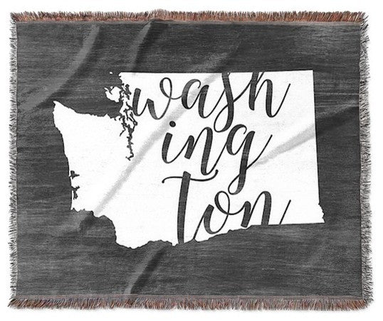 "Home State Typography, Washington" Woven Blanket 80"x60"