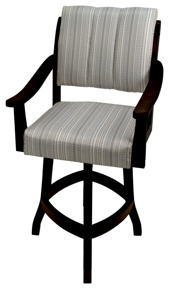 Swivel Counter Wood Bar Stool Casa on S-Base, Natural Fun and Black, 26"