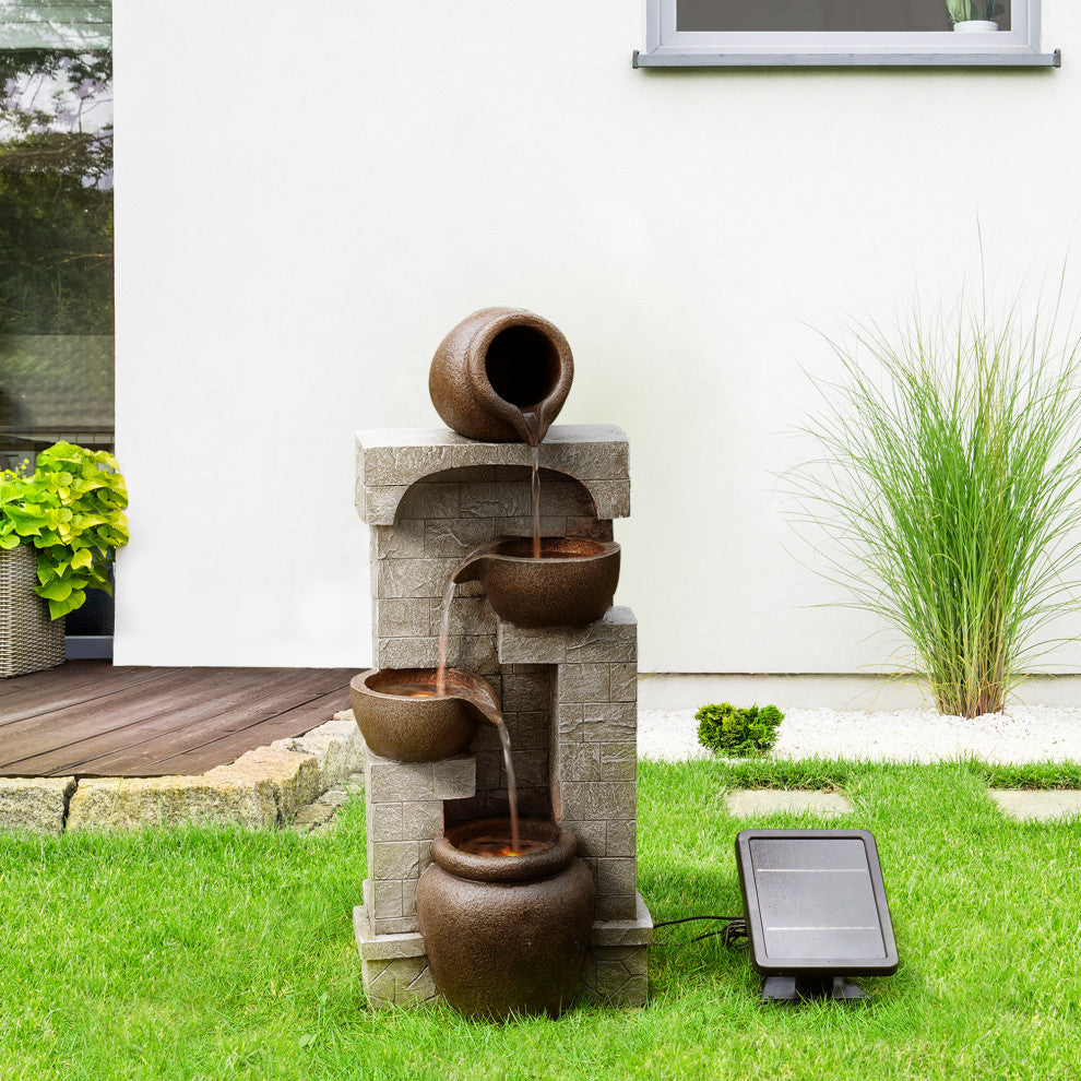 Solar Powered Waterfall Fountain