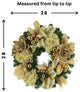 28" Evergreen Holiday Wreath with Hydrangeas, Magnolias, Bows and Lights