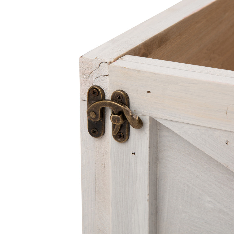 26"L Washed White Wooden Tree Collar