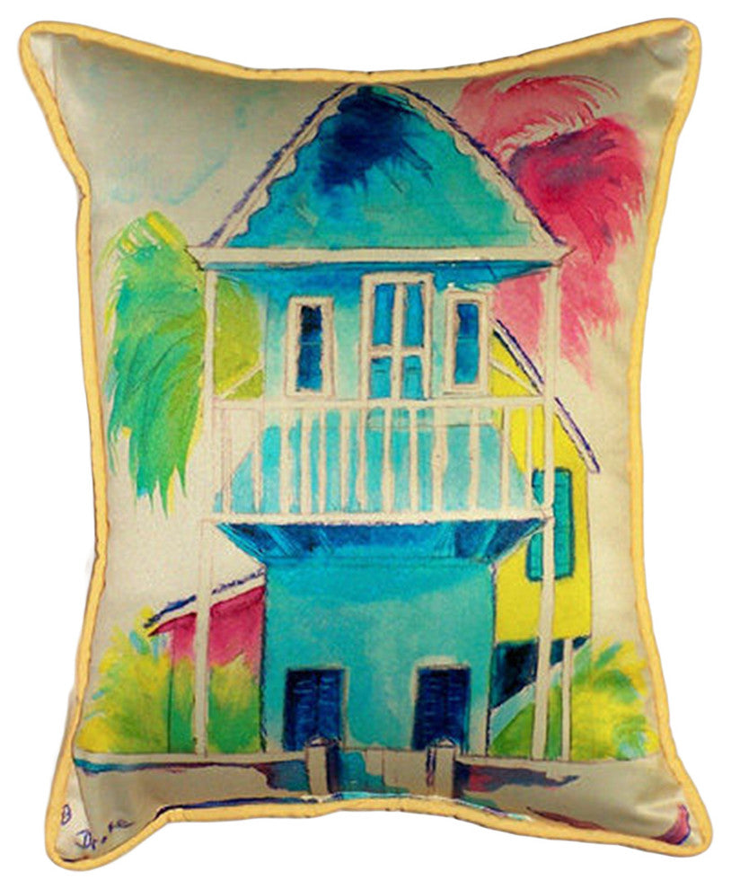 Betsy Drake West Palm Hut Extra Large 24 X 20 Indoor / Outdoor Blue Pillow