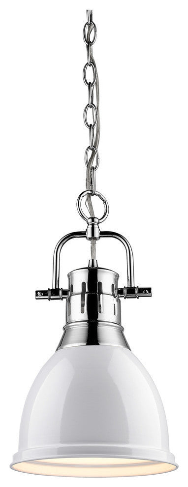 Duncan Mini Pendant, Chrome, White