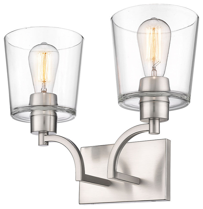Evalon 2 Light 16" Brushed Nickel Bathroom Vanity Light