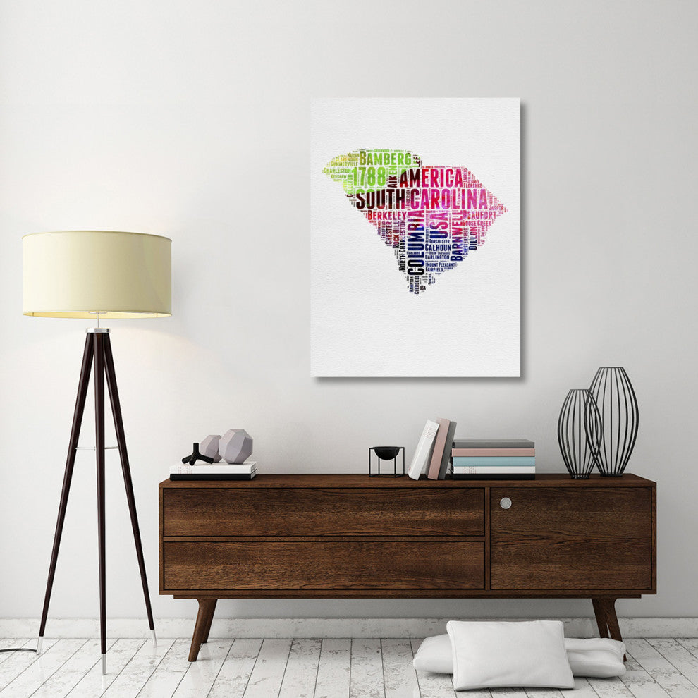 "South Carolina Watercolor Word Cloud" Fine Art Print