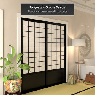 7' Tall Zen Shoji Sliding Door Kit, Black