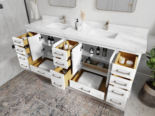 Fenway 84 Double Sink Bath Vanity in White 2" Empira Quartz