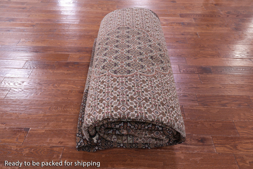 11' 10" X 18' 4" Persian Tabriz Hand-Knotted Wool & Silk Rug - Q13013