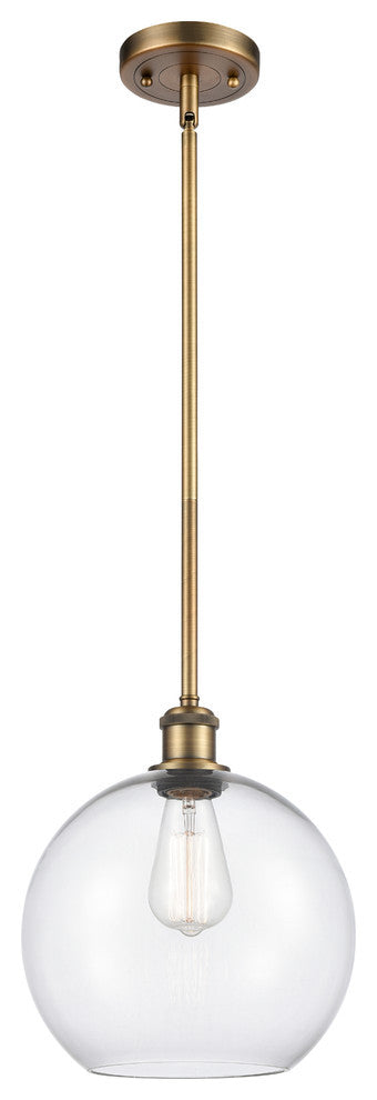 Large Athens 1-Light Pendant, Brushed Brass, Clear