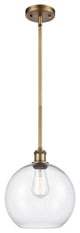 Large Athens 1-Light Pendant, Brushed Brass, Clear