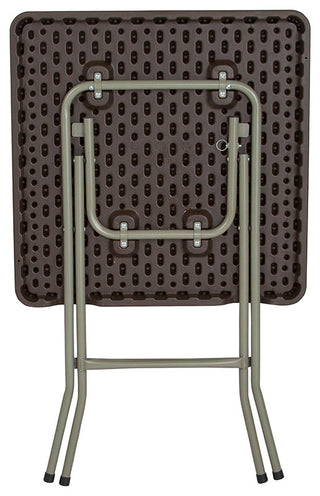 23.5'' Square Brown Rattan Plastic Folding Table
