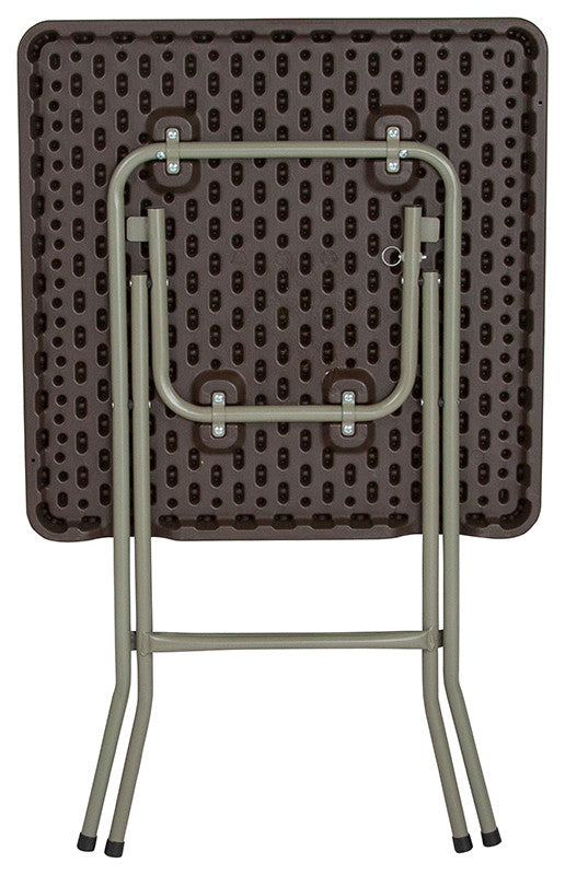 23.5'' Square Brown Rattan Plastic Folding Table