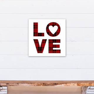 Plaid Love 16x16 Canvas Wall Art