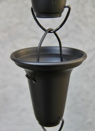 Black Flared Cups Aluminum Rain Chain With Installation Kit, 11'