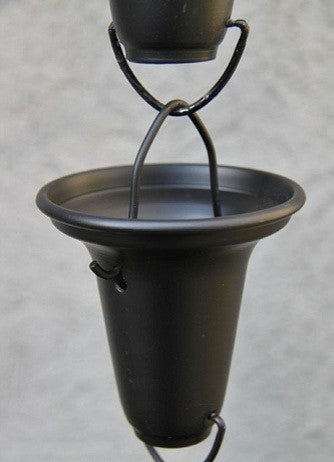 Black Flared Cups Aluminum Rain Chain With Installation Kit, 11'