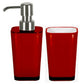 Bathroom Accessories Set, 2 Pieces, Liquid Soap Dispenser and Tumbler, Red