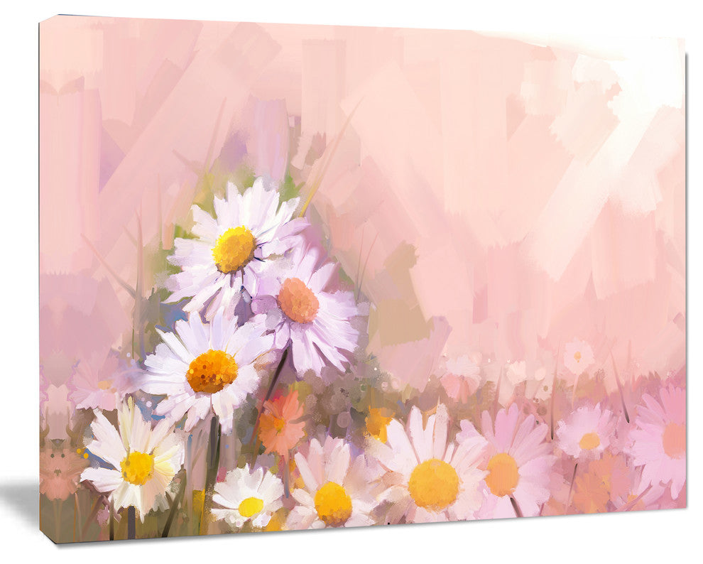 Gerbera Flowers on Soft Color Back, Floral Canvas Art Print, 20"x12"