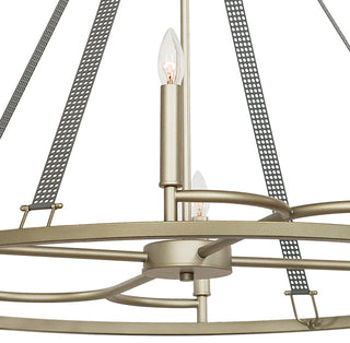 8 Light Wagon Wheel Candle Style Chandelier, Antique Silver