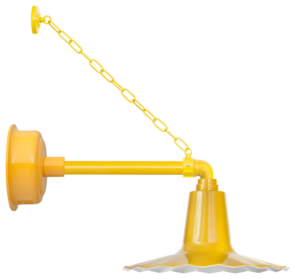 12" Iris LED Wall Light With Metropolitan Arm With Chain, Yellow