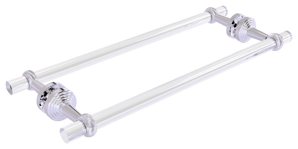 Pacific Beach 18" Twisted Back to Back Shower Door Towel Bar, Polished Chrome