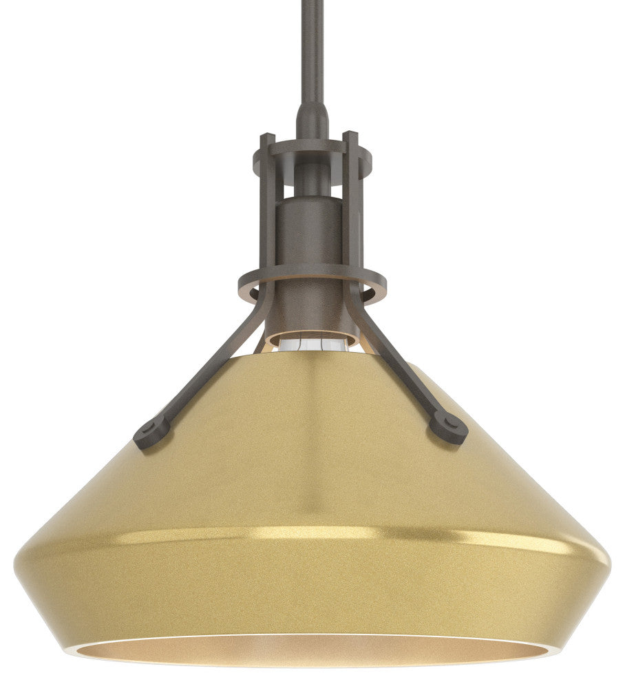 Henry with Chamfer Pendant, Dark Smoke, Modern Brass Accents