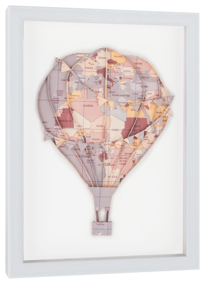 Floating Above, Hot Air Balloon Shadow Box, Pink